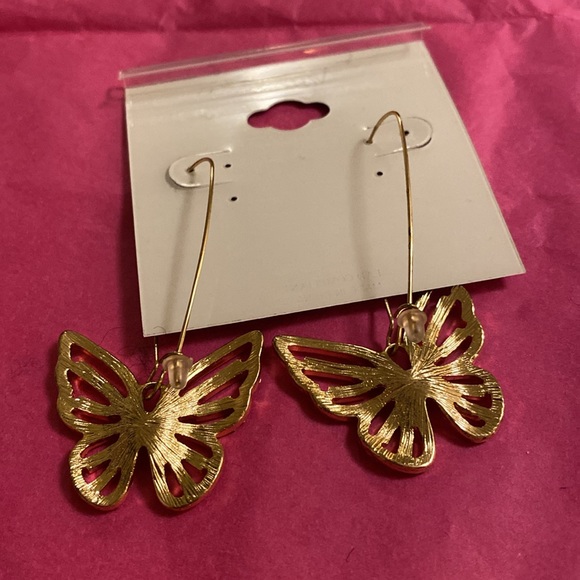 Natasha Couture Butterfly Earrings, 1” long, sparkly, beautiful earrings, NWT - Picture 3 of 3